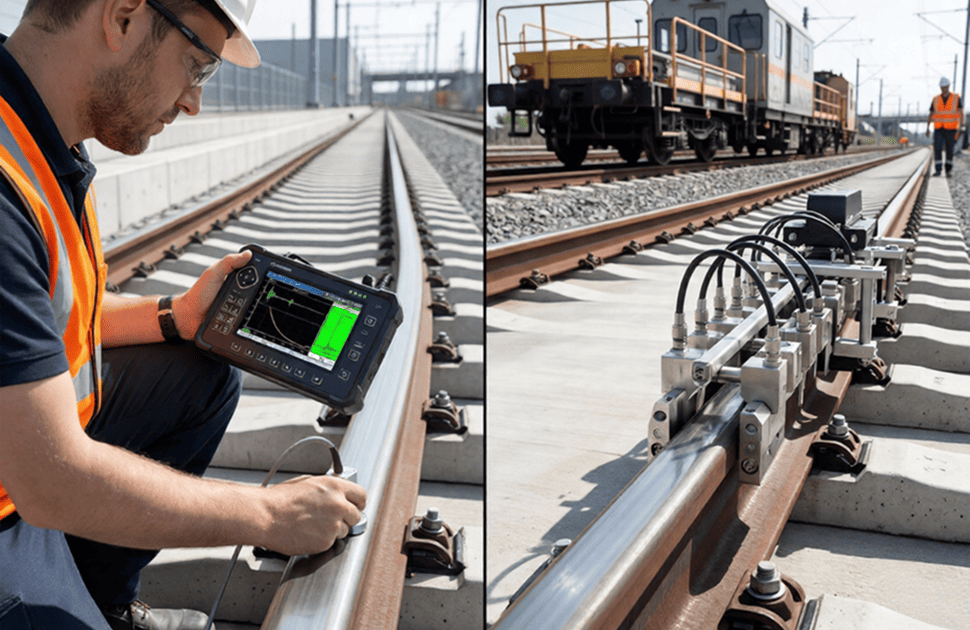 Nondestructive testing methods for rail defects detection