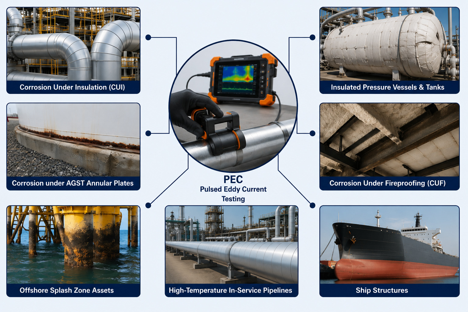 applications of pulsed eddy current testing across pipelines vessels and offshore assets